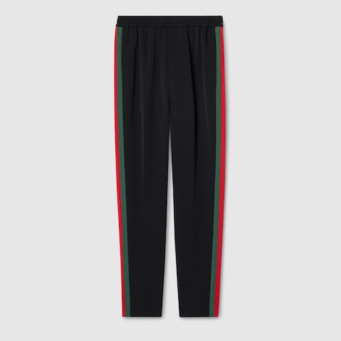 Stretch nylon sportswear pants with Web - black