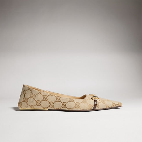 Women's Vittoria ballerina - sand and brown GG canvas