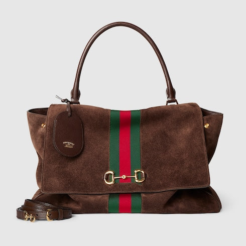 Paparazzo large top handle bag - dark brown suede