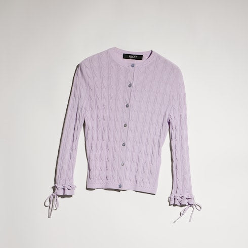 Braided cotton blend cardigan - lilac