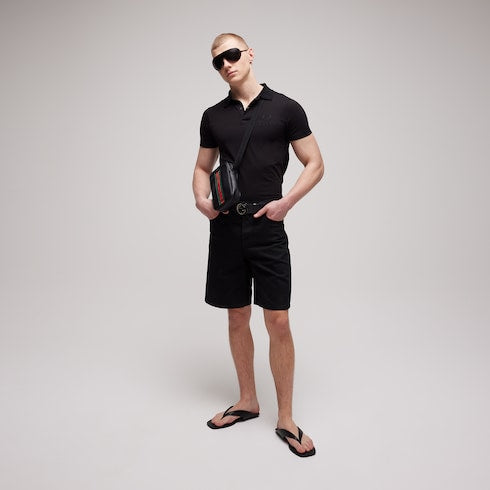 Men's thong sandal with Interlocking G - black leather