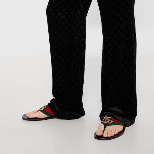 Men's Riviera thong sandal - green and red elastic strap