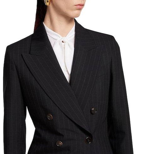 Pinstripe Gucci wool jacquard jacket - black