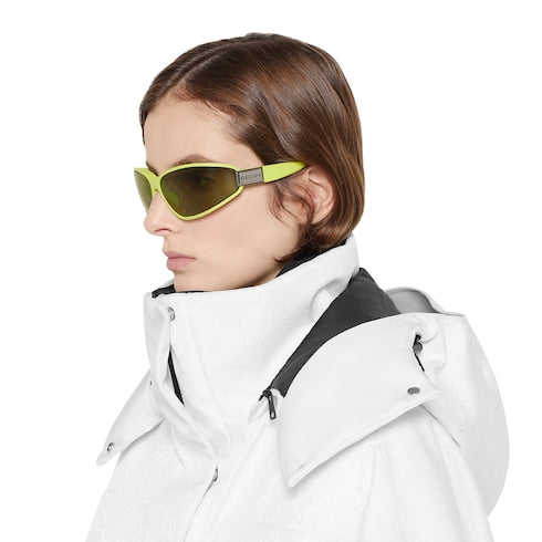 Rectangular frame sunglasses - acid green