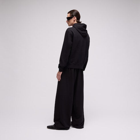 Cotton hooded sweatshirt with muted Web - black