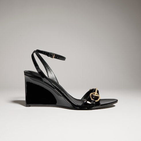 Women's Donna wedge sandal - black patent leather