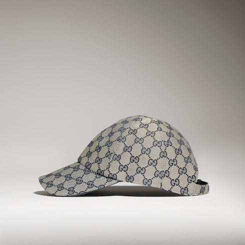 GG cotton canvas baseball hat - beige and blue