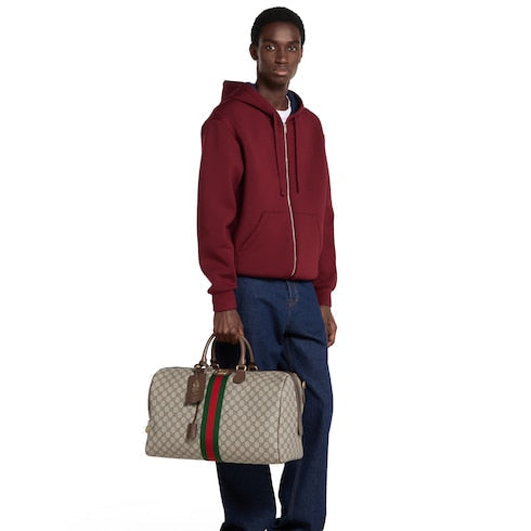Gucci Savoy medium duffle bag - beige and dark brown fabric