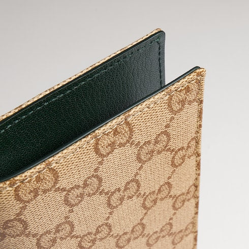 Gucci Essence Classic passport case - sand and brown GG canvas