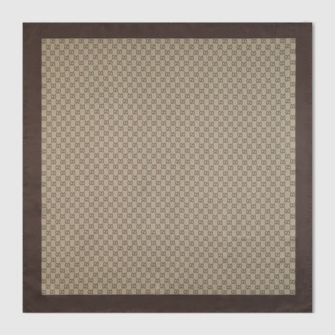 GG silk twill jacquard carré - camel and brown