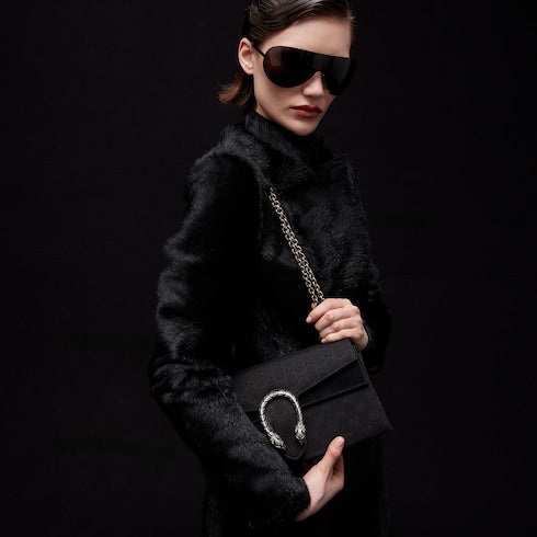 Dionysus medium shoulder bag - black GG canvas