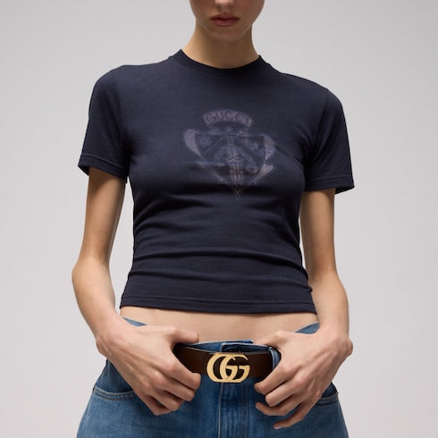 Reversible Cut GG Marmont belt - sand and brown GG canvas