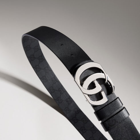 Reversible Cut GG Marmont belt - black GG canvas and leather