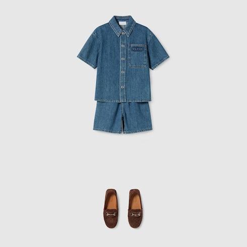 Children's lasered denim shirt - blue