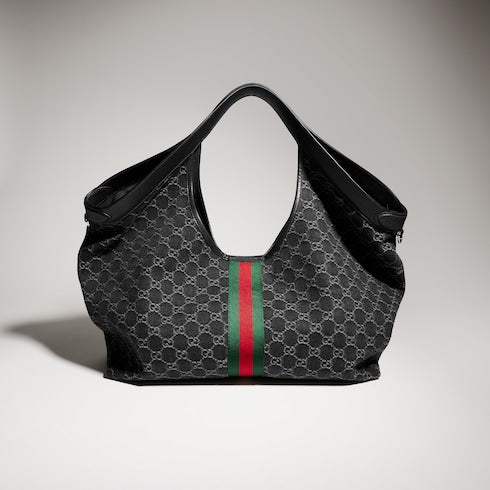 Gucci Giglio large tote bag - black GG denim