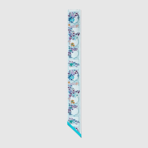 Printed silk twill ribbon - light blue