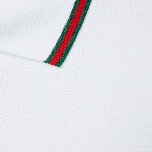 Cotton polo shirt with embroidery - white