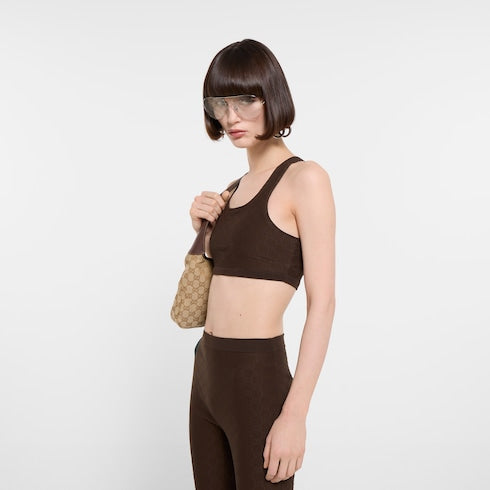 GG jersey jacquard top - brown