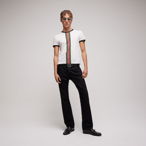 Cotton jersey T-shirt with print - white