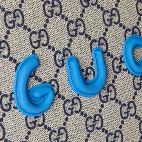 Children's printed GG tote bag - beige and blue GG Supreme