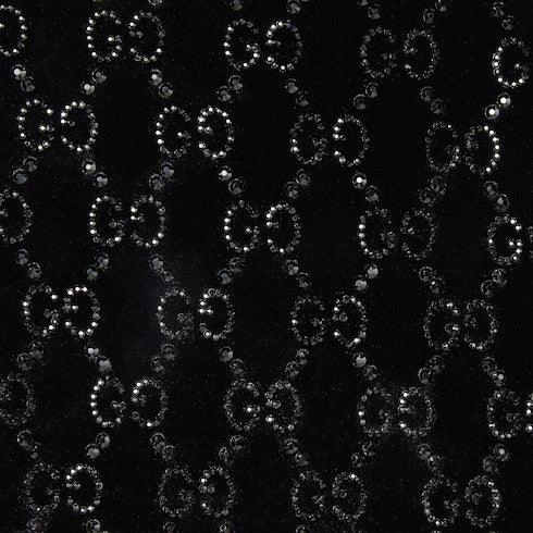 Embroidered stretch chenille top - black