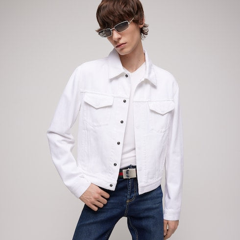 cotton denim jacket - white