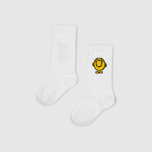 Baby cotton blend rib socks - white