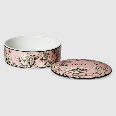 Gucci Flora Sketch print round box - pink and ivory porcelain
