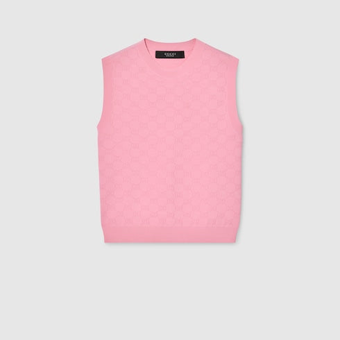 GG fine fabric jacquard vest - light pink