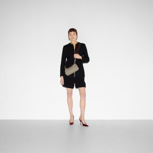 Ophidia small shoulder bag - beige and dark brown GG Supreme