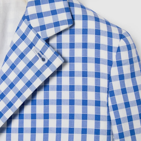 Children's gingham cotton jacket - light blue and white