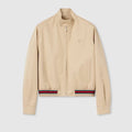 Cotton twill zip jacket with Web - sand