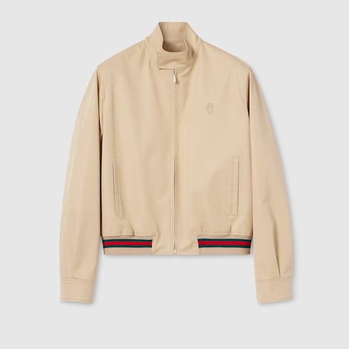 Cotton twill zip jacket with Web - sand