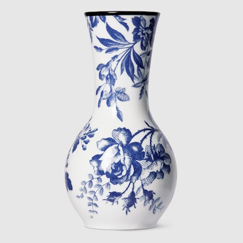 Herbarium print vase - blue and white porcelain