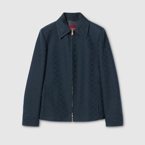 GG cotton gabardine zip jacket - blue