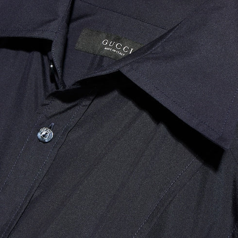 Silk poplin shirt - dark blue