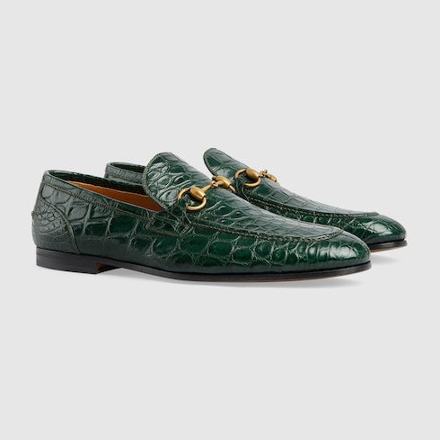 Men's Gucci Jordaan crocodile loafer - green