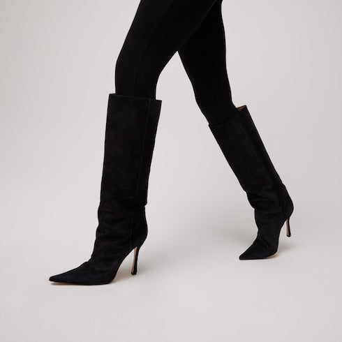 Women's stiletto boot - black suede