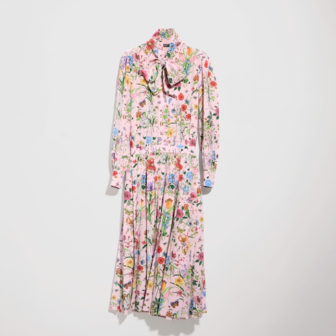 Printed silk chemisier dress - multicolor