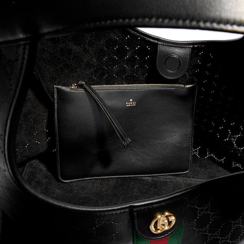 Gucci Giglio large tote bag - black GG leather
