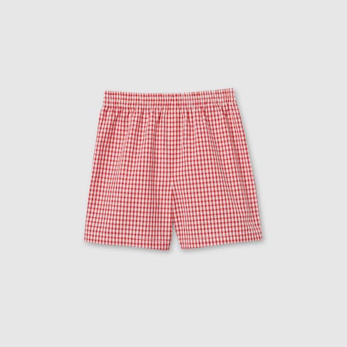 Baby gingham cotton shorts - red and white