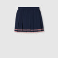 Pleated skirt with striped trim - dark blue