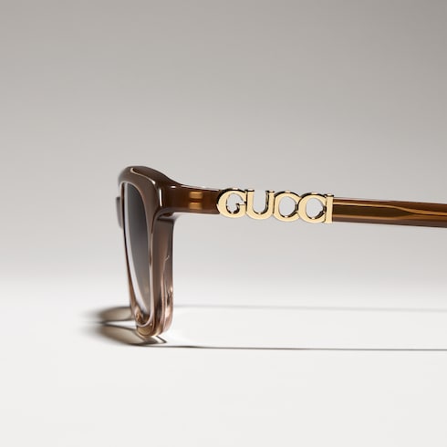 Rectangular-frame sunglasses - brown gradient
