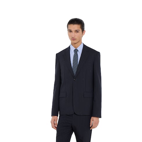 GG silk jacquard tie - blue and dark green