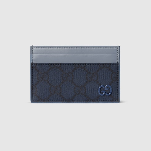 Dusty blue trim GG card case - dark blue GG Supreme