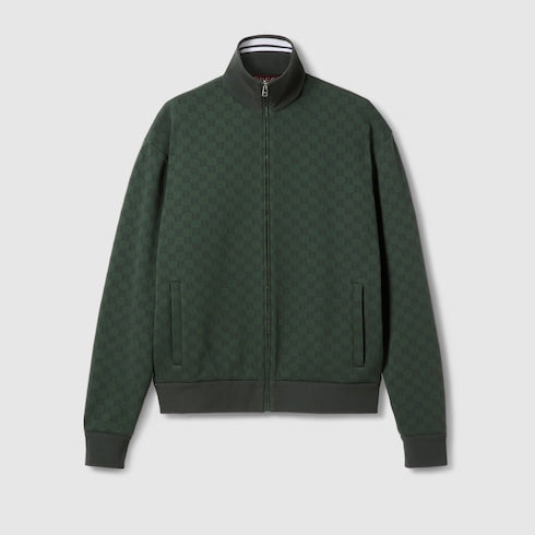 GG technical jersey zip jacket - dark green