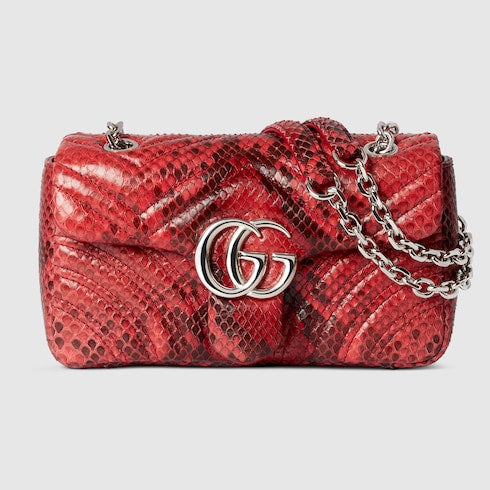GG Marmont python small shoulder bag - deep red