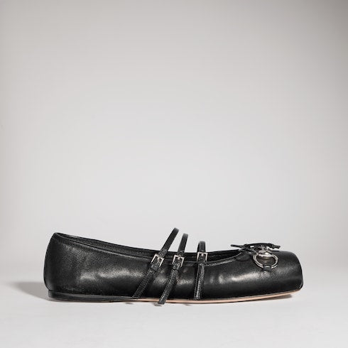 Women's Gucci Horsebit ballet flat - black leather