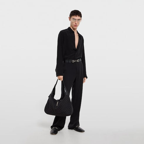 Gucci Jackie 1961 large crossbody bag - black GG canvas