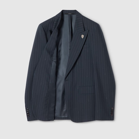 Gucci pinstripe wool jacket - dark blue and grey